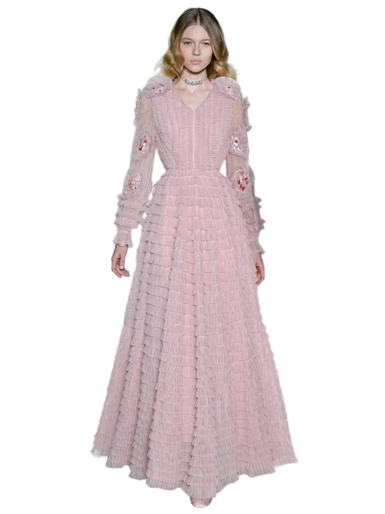 Sequined 3D Flower Princess Dress