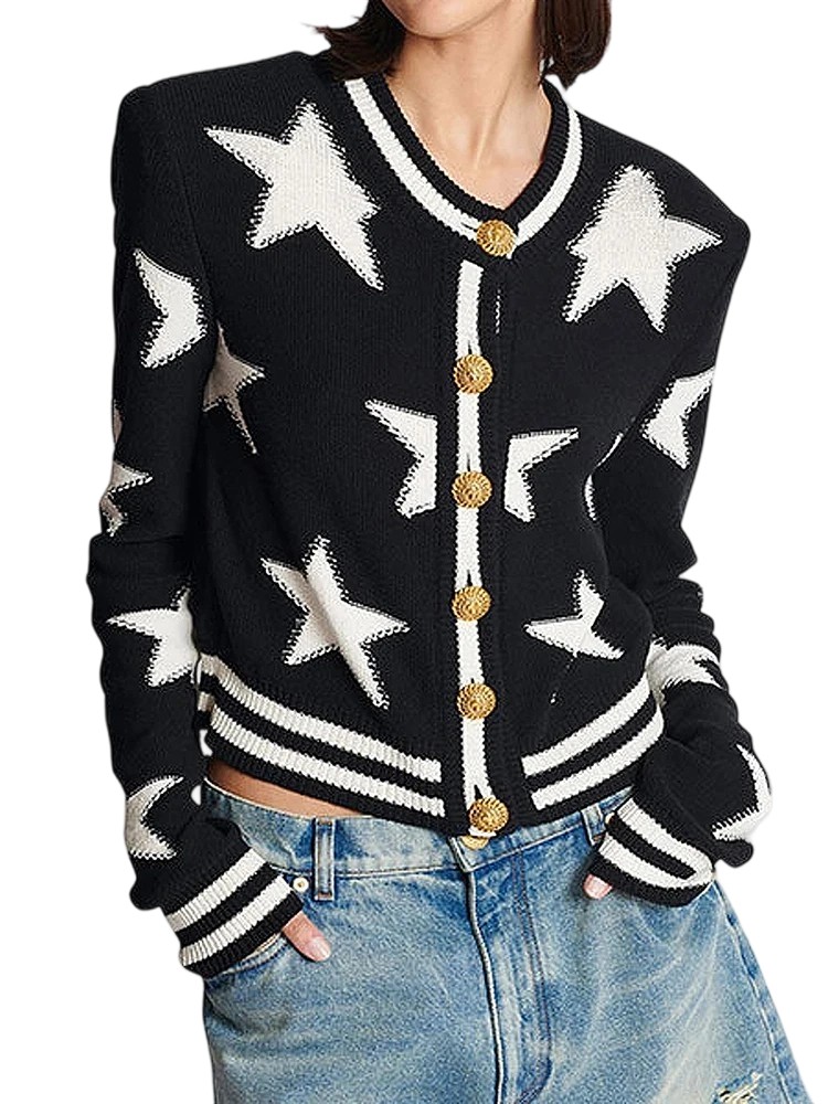Vintage spring sweaters with star and slim fit