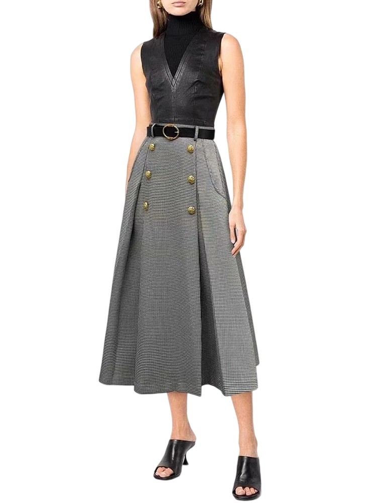 Stylish summer midi skirts with houndstooth and plaid