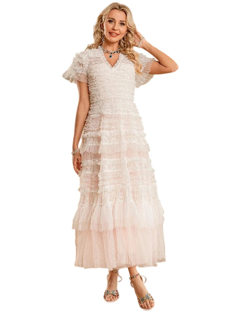 Fungus lotus leaf mesh dress