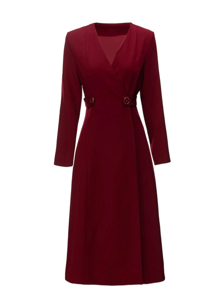 High waist button fitted dress