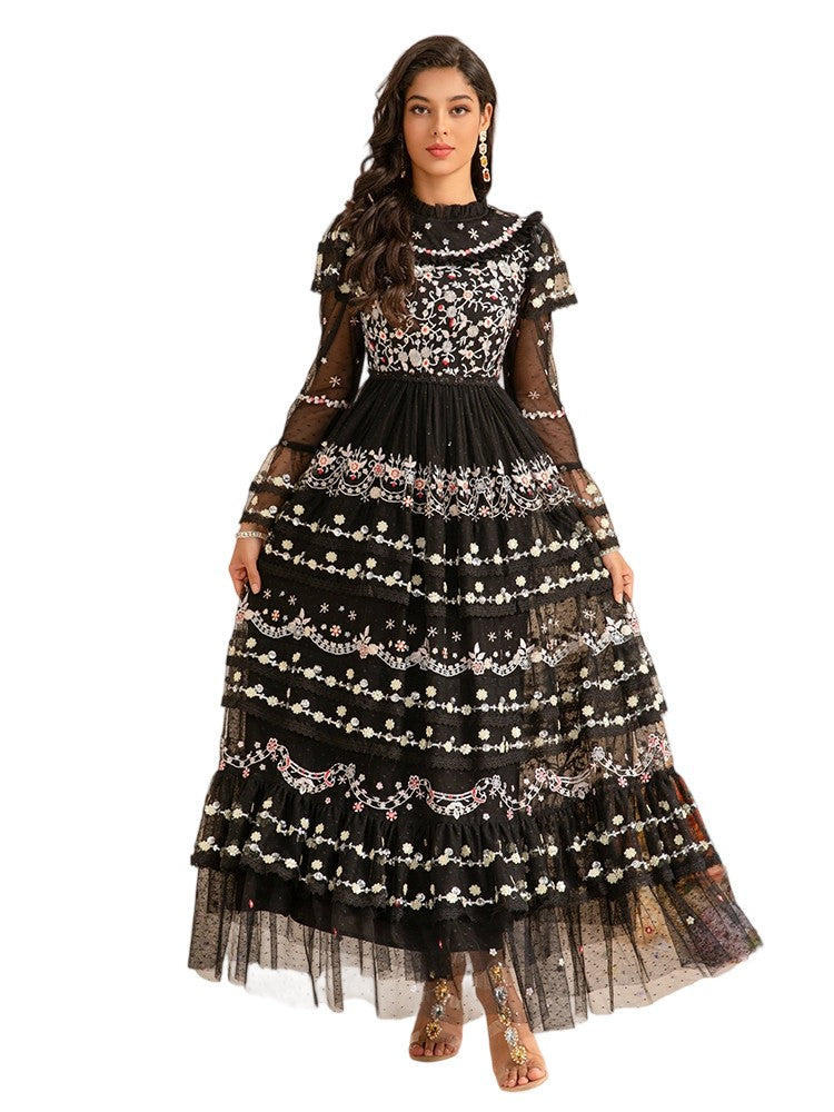 Heavily embroidered sequined long dress