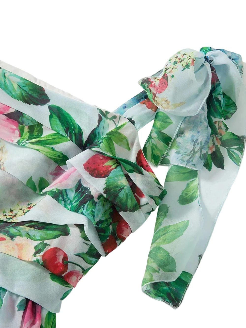 Chiffon Bow Shoulder Bohemian Floral Print Maxi Dress - Image 7