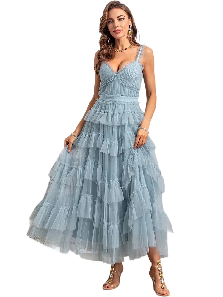 Designer Vintage Summer Ruffle Dress