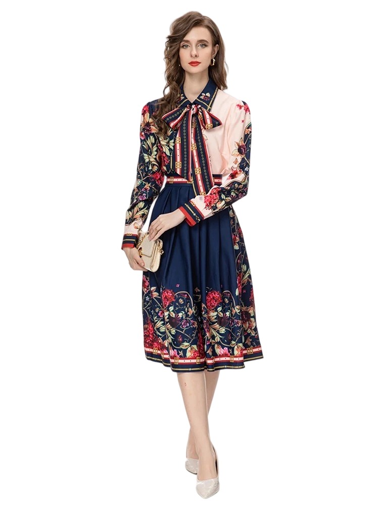 2025 Designer Set: Bow Top & Pleated Skirt 2PC