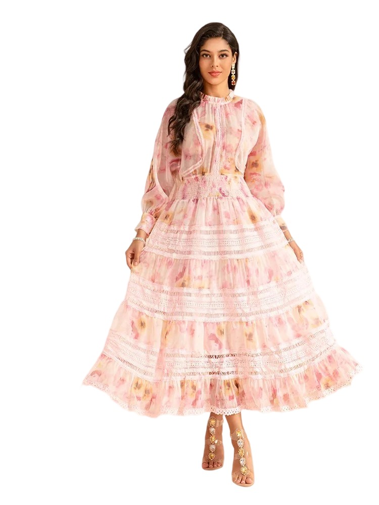 Europe and the United States Foreign Trade Fashion French Gentle Printing Retro Cool Old Money Style Dress