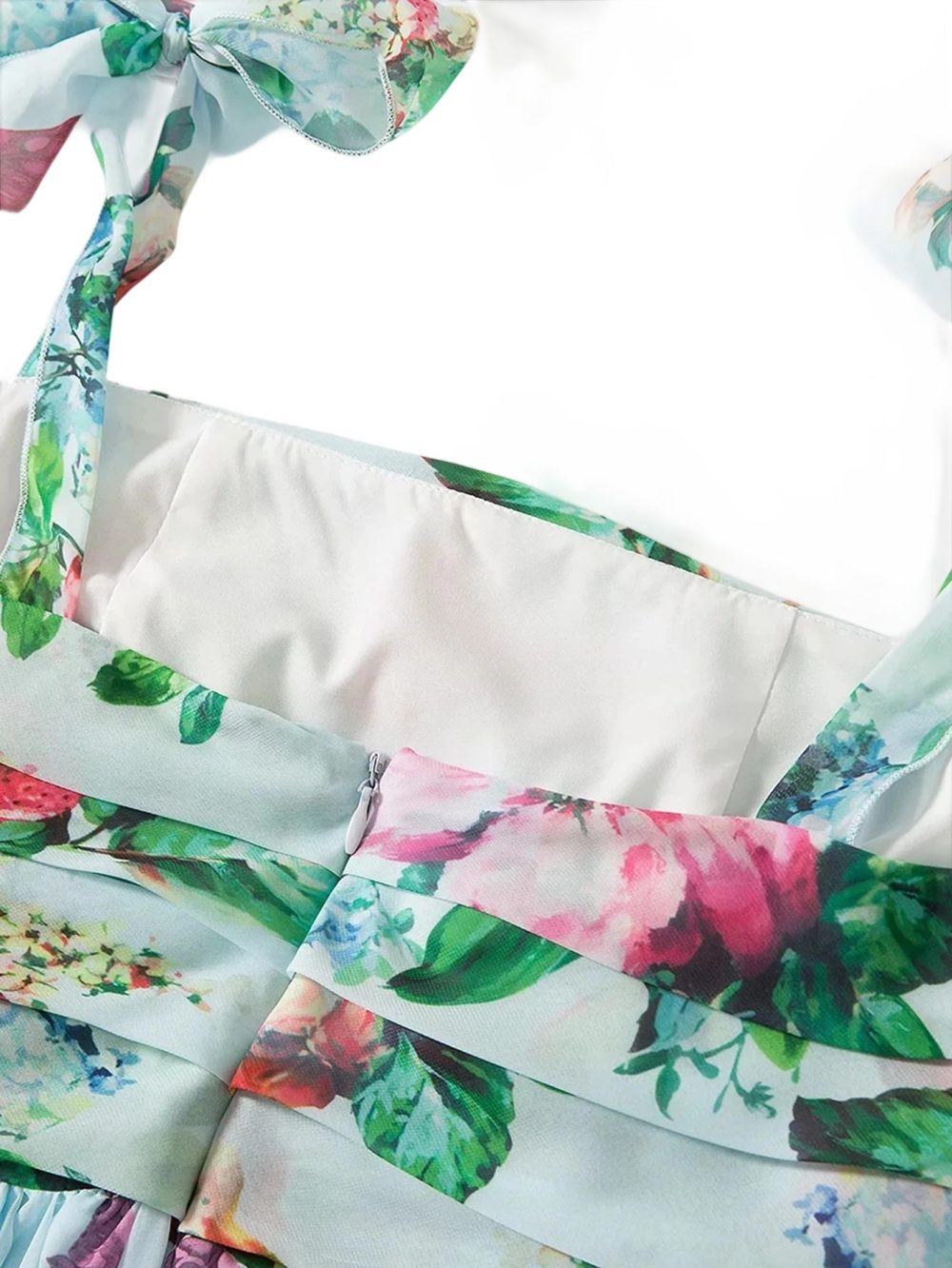 Chiffon Bow Shoulder Bohemian Floral Print Maxi Dress - Image 13
