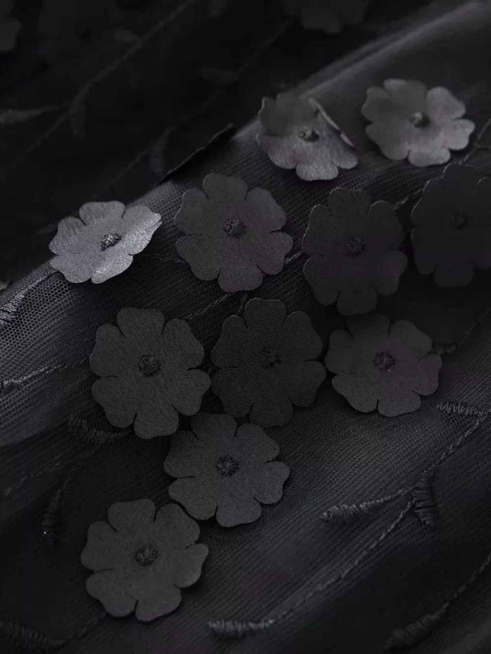 Vintage Black White Embroidered Mesh Party Dress - Image 10
