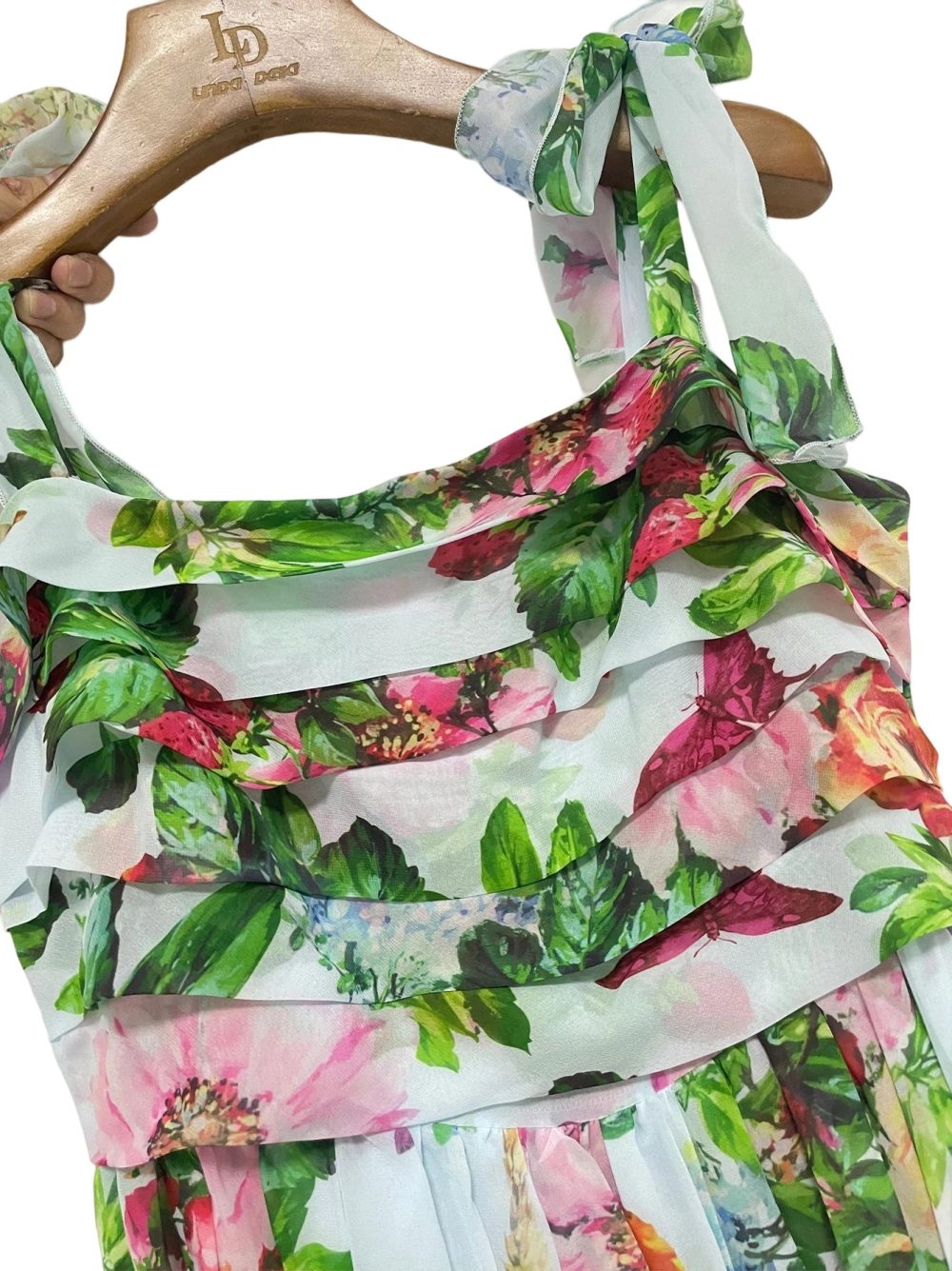 Chiffon Bow Shoulder Bohemian Floral Print Maxi Dress - Image 15