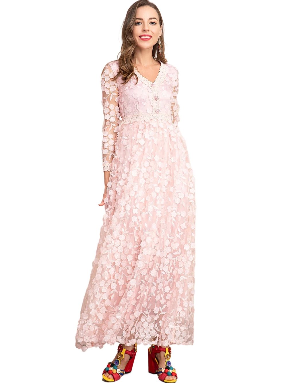 Autumn Puff Sleeve Floral Party Dress - Image 6