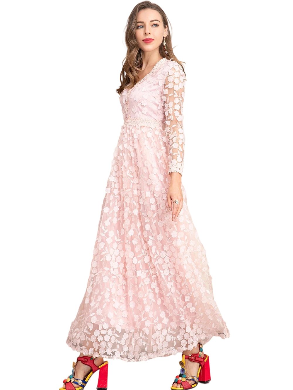 Autumn Puff Sleeve Floral Party Dress - Image 4