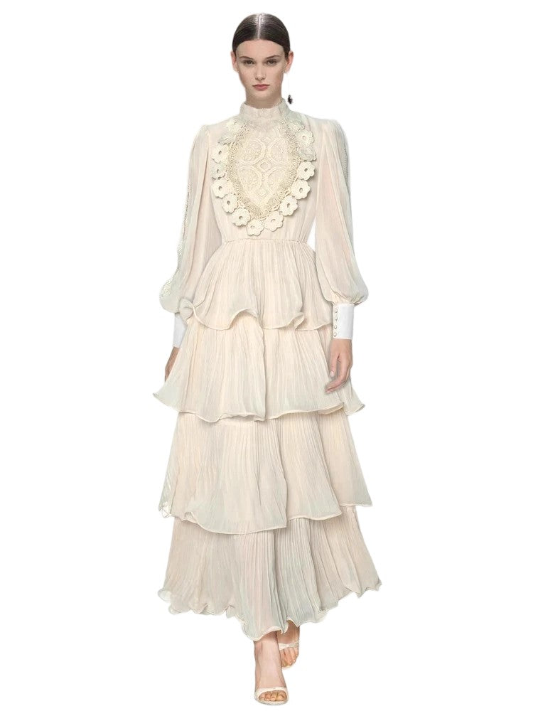 Stand-up collar lantern embroidered cake skirt