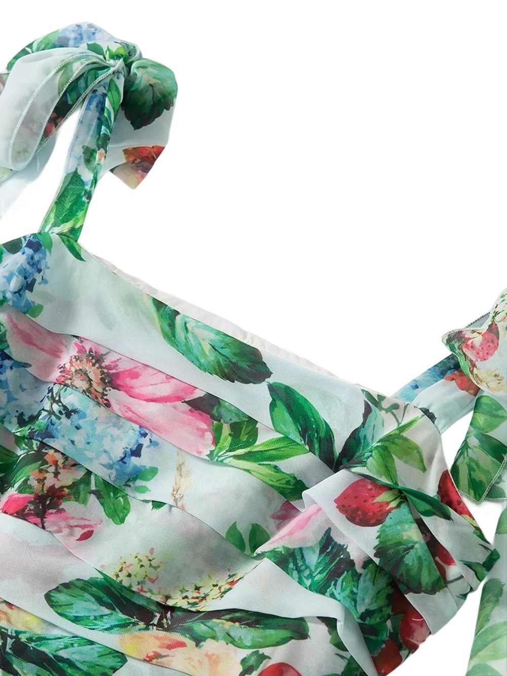 Chiffon Bow Shoulder Bohemian Floral Print Maxi Dress - Image 19