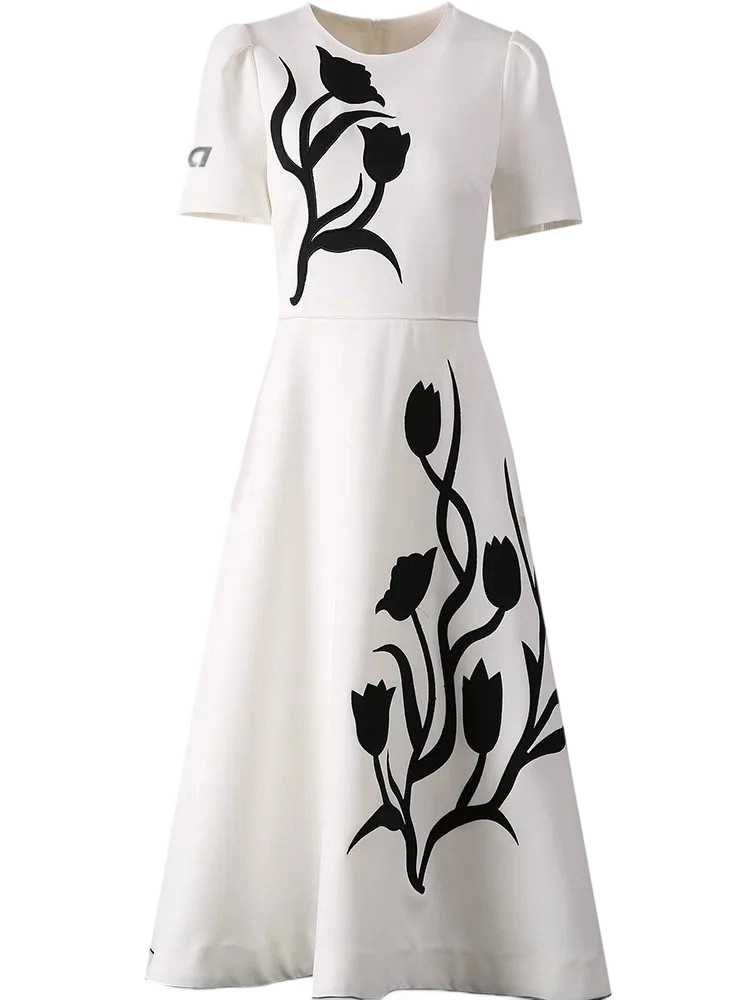 Patchwork high waist dress