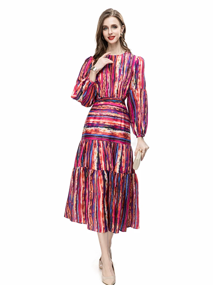 Summer Floral Splice Print Long Dress