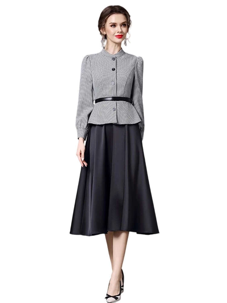 High-Quality Satin Patchwork Dress