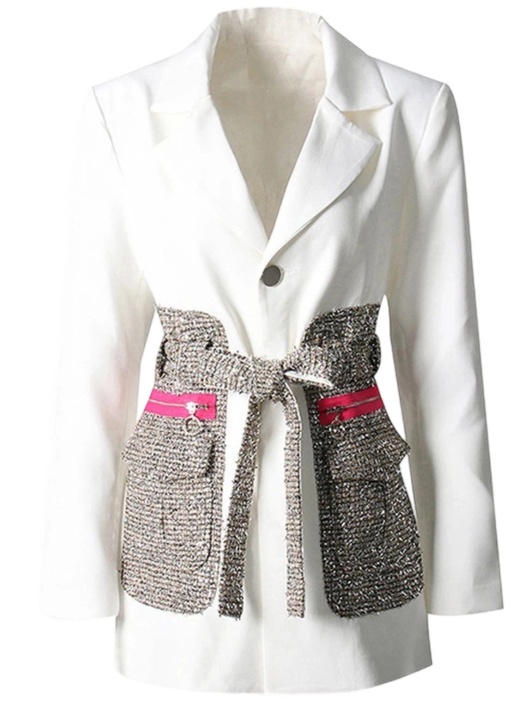 Winter Wool Lapel Splice Designer Coat