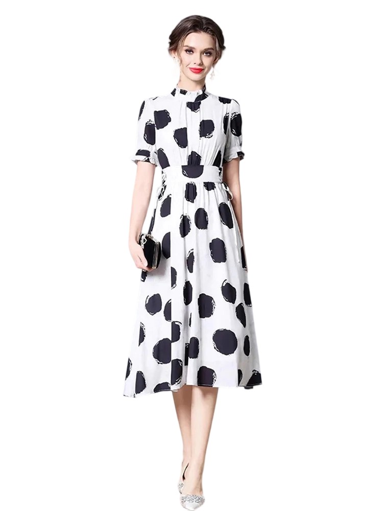 French Polka Dot Swing Dress
