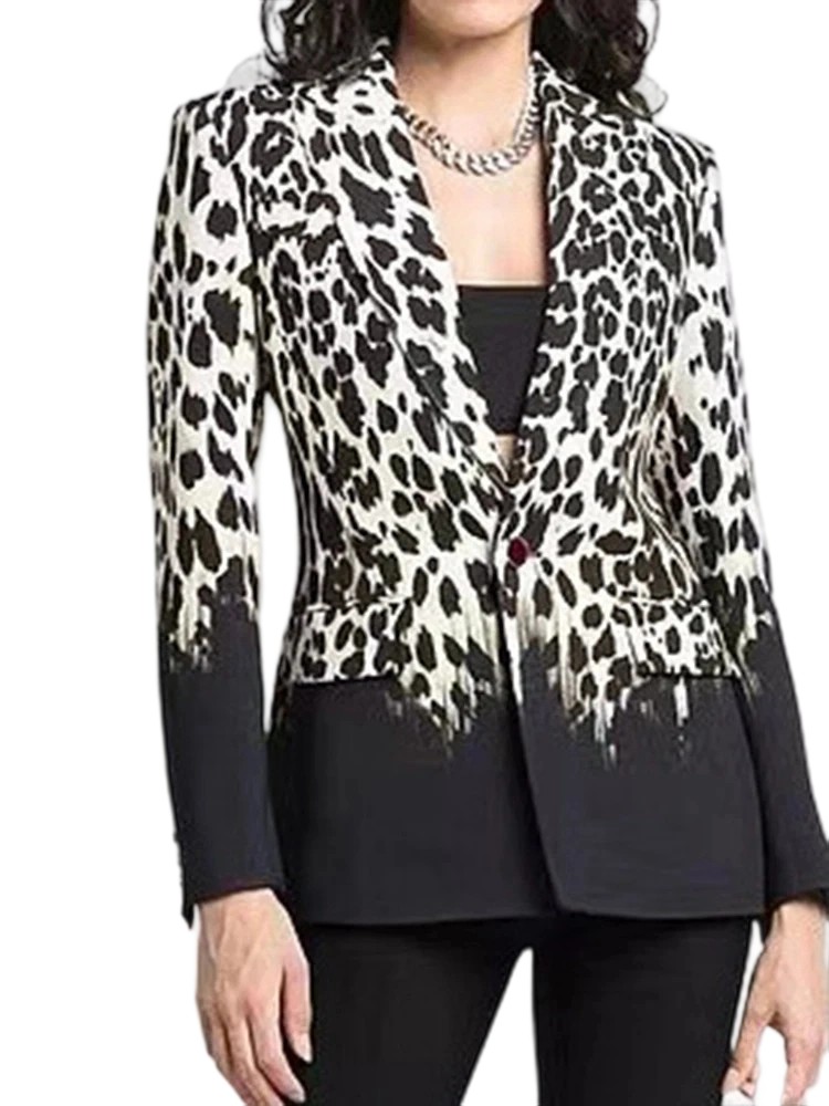 Winter Leopard Gradient MIDI Suit Coat