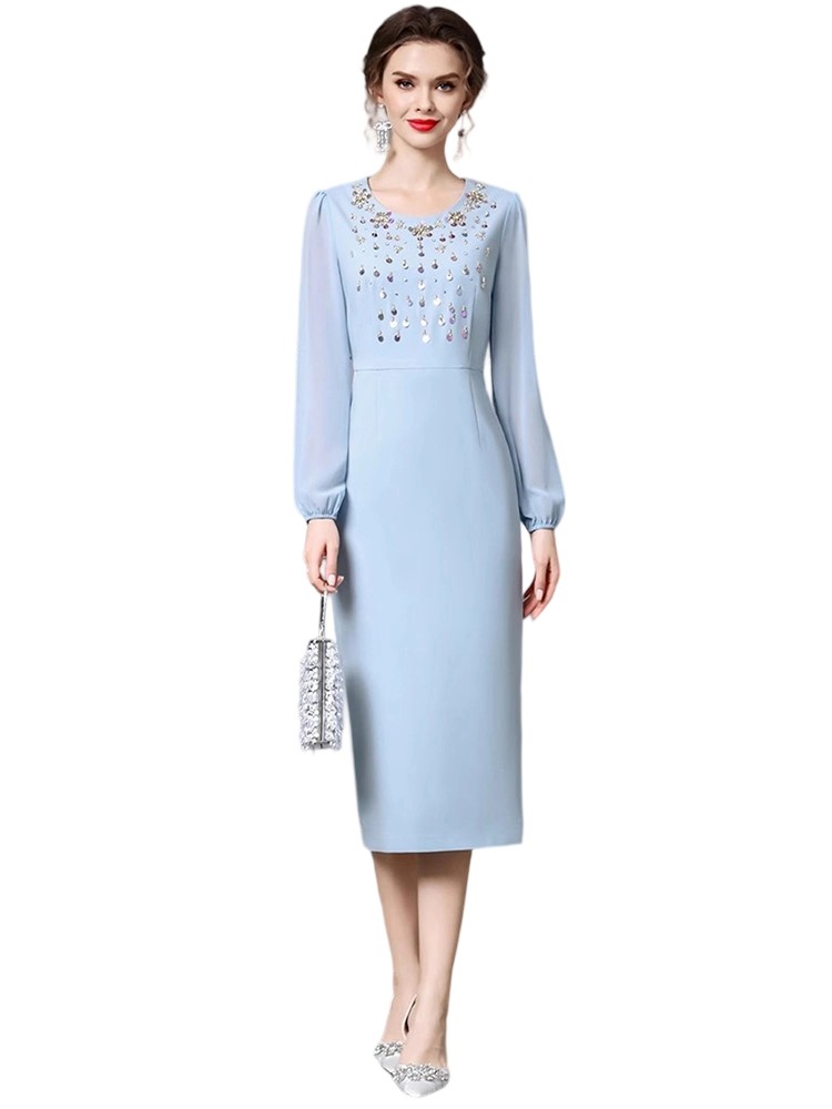 High-Quality Embroidered Beaded Long Dress