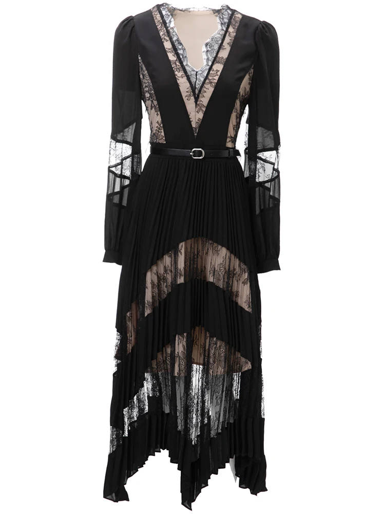 Black Lace Slim Fit Party Dress