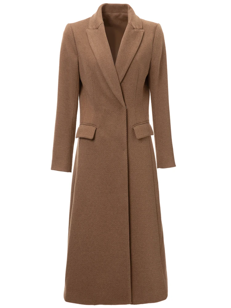 Vintage Cashmere Long Coat Multi-pocket