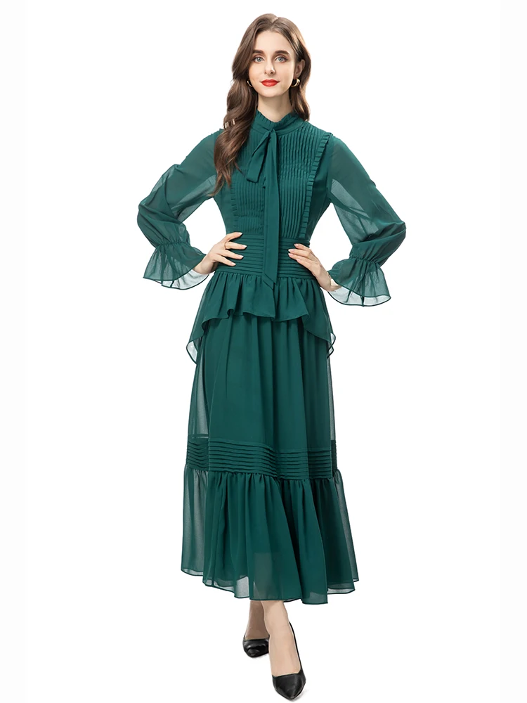 Vintage Striped Ruffle Birthday Long Dress