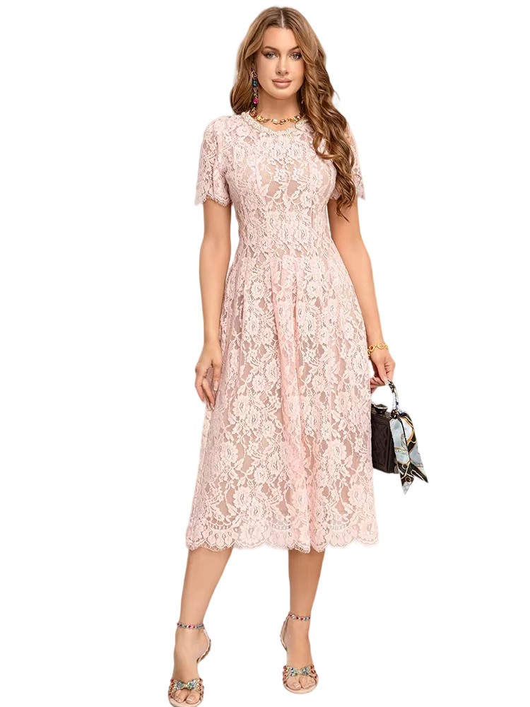 French Beaded Lace Flower Dress