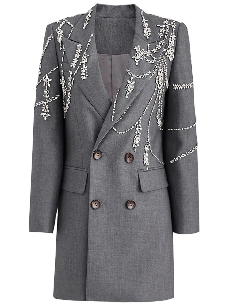 Vintage Runway Gray Double-breasted MIDI Coat