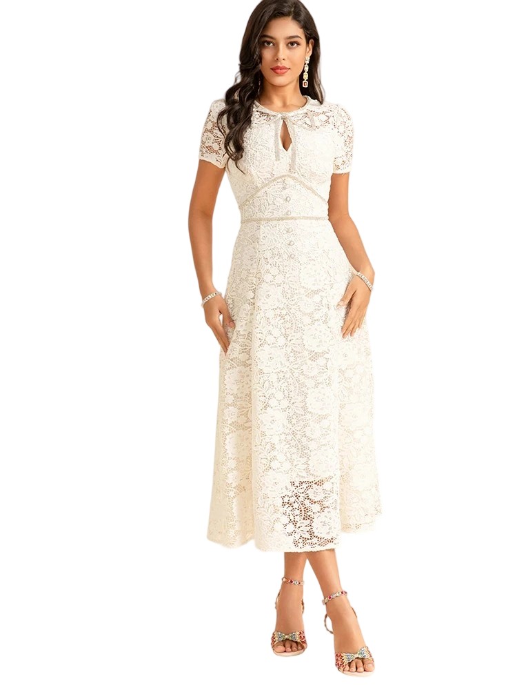 Summer Socialite Bright Diamond Bow Relief Slim Long Dress
