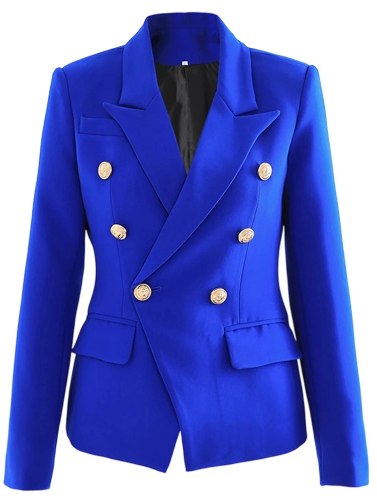 Autumn Winter Fashion Runway Multi-color Double-breasted Slim Short Suit Coat
