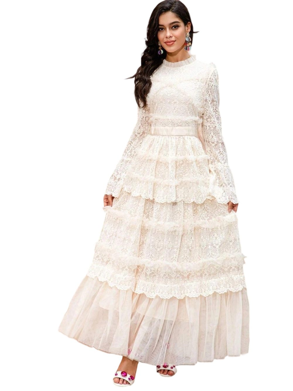 Summer New Lace Mesh A-Line Long Sleeve Formal Gown - Image 6