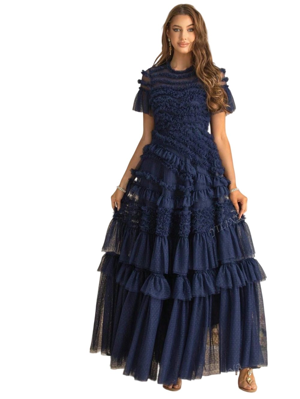 Autumn prom dress with short sleeves - Image 4