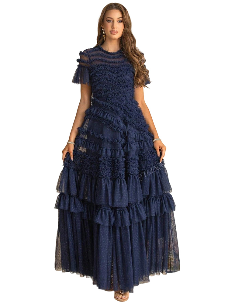 Autumn Ball Gown Edible Tree Fungus Edge Short-Sleeved Swing Dress