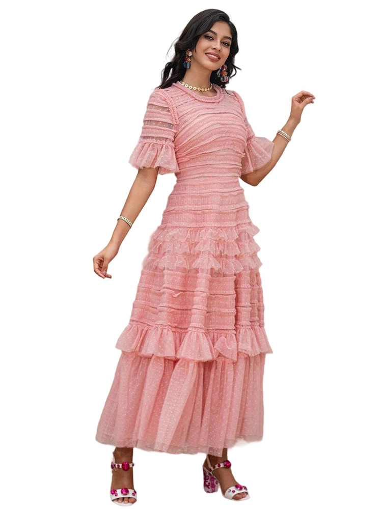 Fairy Elegant Cake Fluffy High-Waisted Semi Formal Dress
