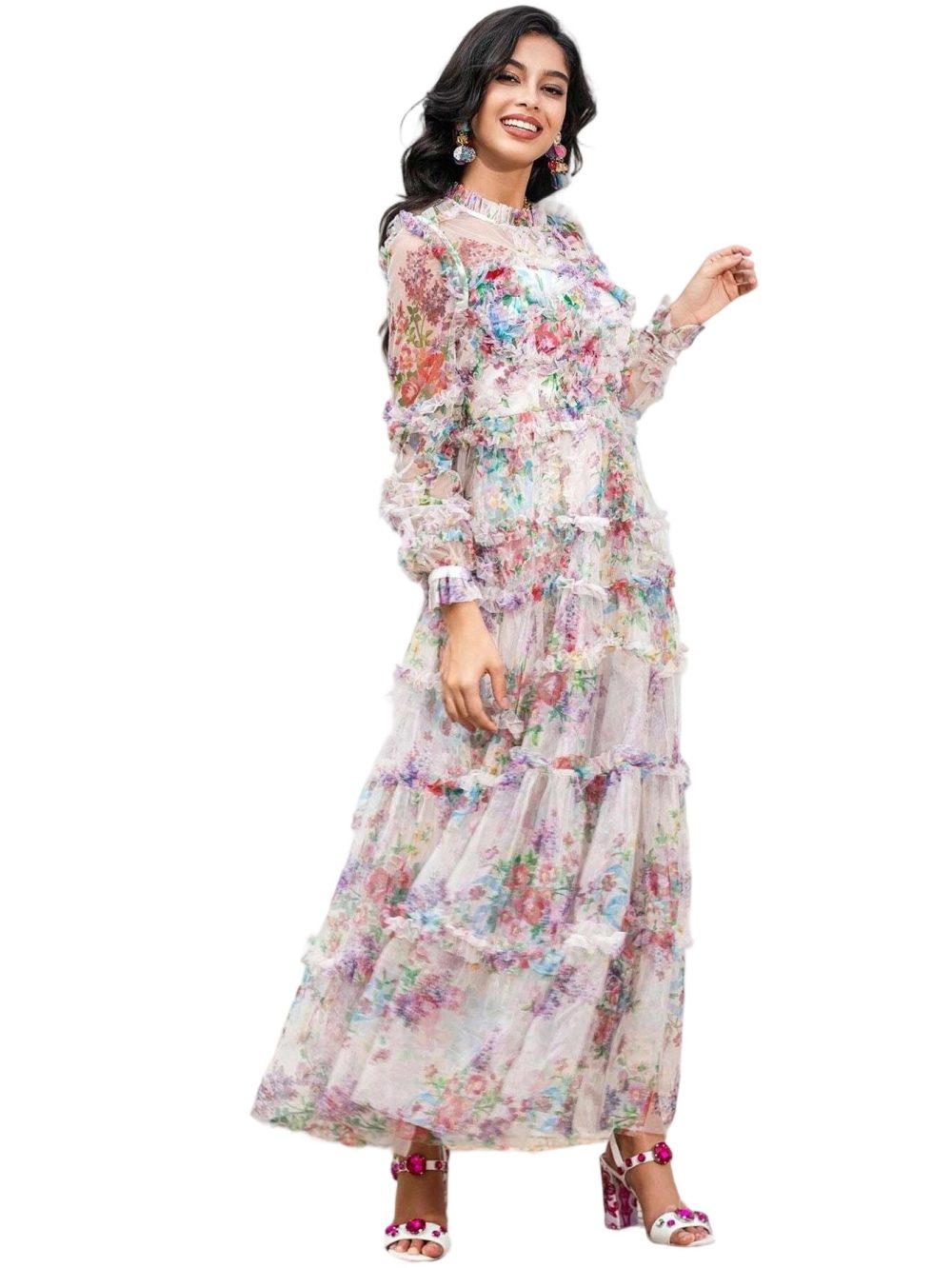 Elegant Long Sleeve Prom Wedding Guest Long Gown - Image 3
