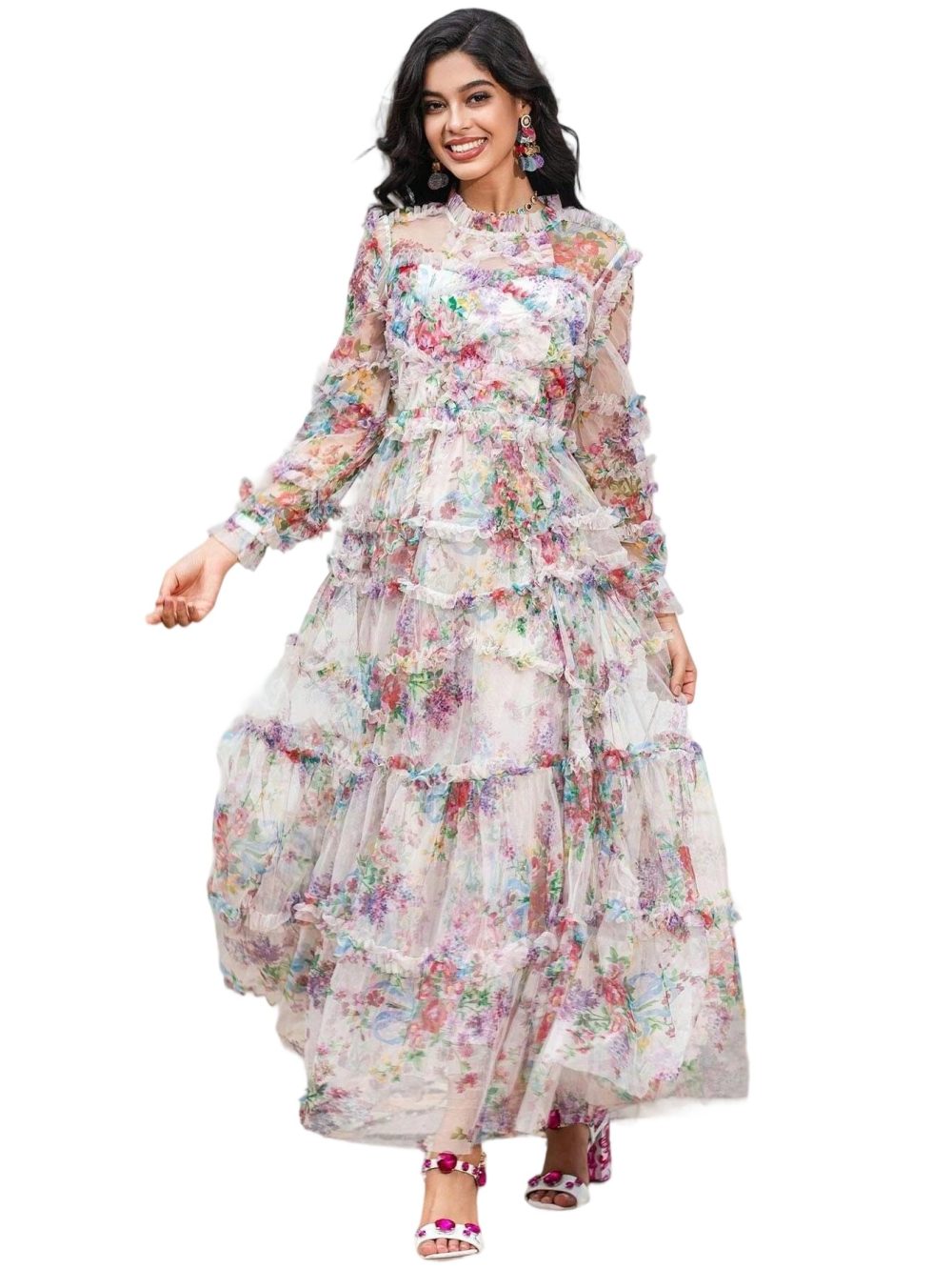 Elegant Long Sleeve Prom Wedding Guest Long Gown - Image 4