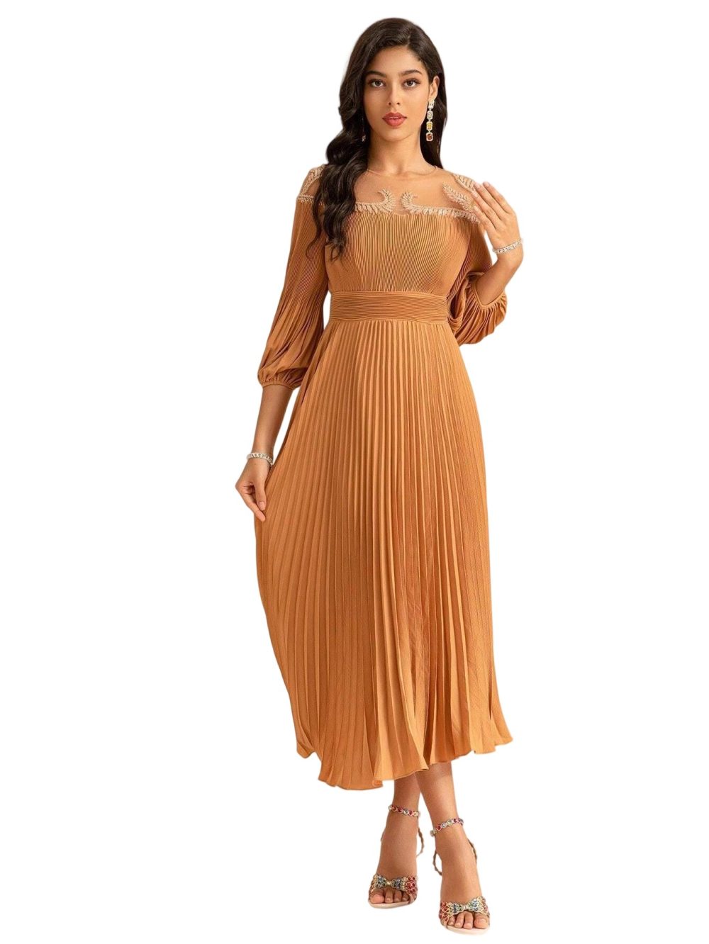 Summer Mesh Polka Dot V-Neck Swing Celebrity Dress - Image 3