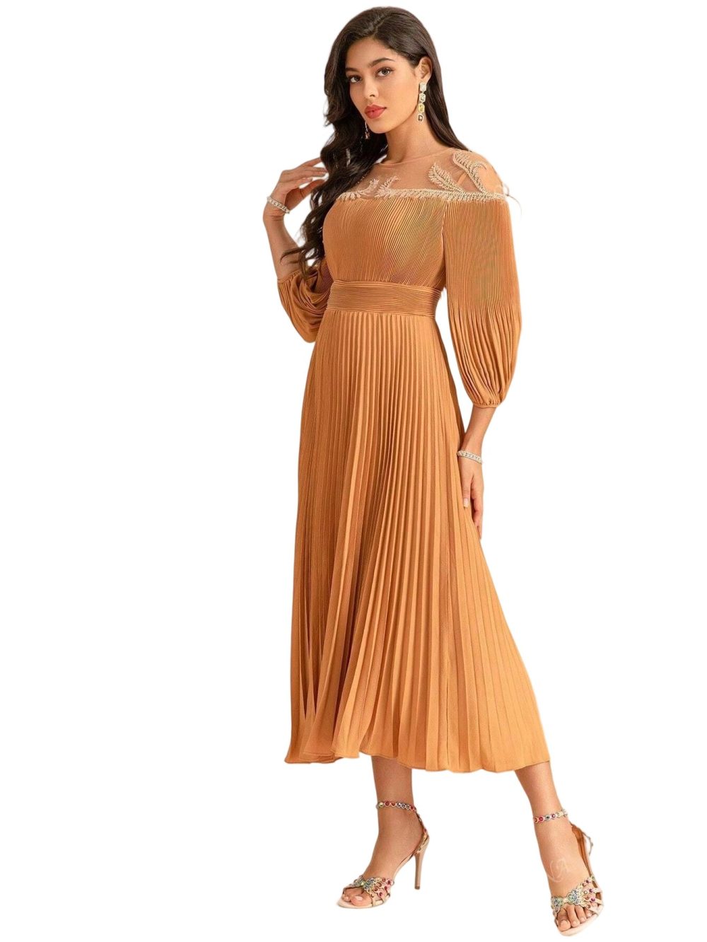 Summer Mesh Polka Dot V-Neck Swing Celebrity Dress - Image 4