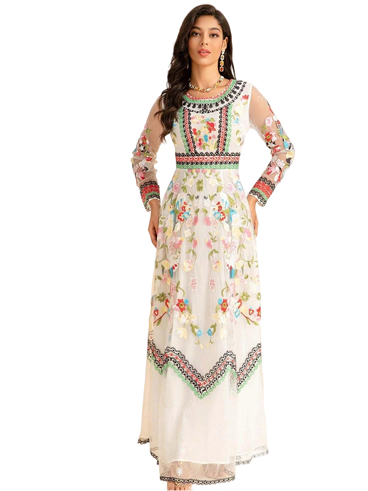Designer Black V-Neck Applique A-Line Dress