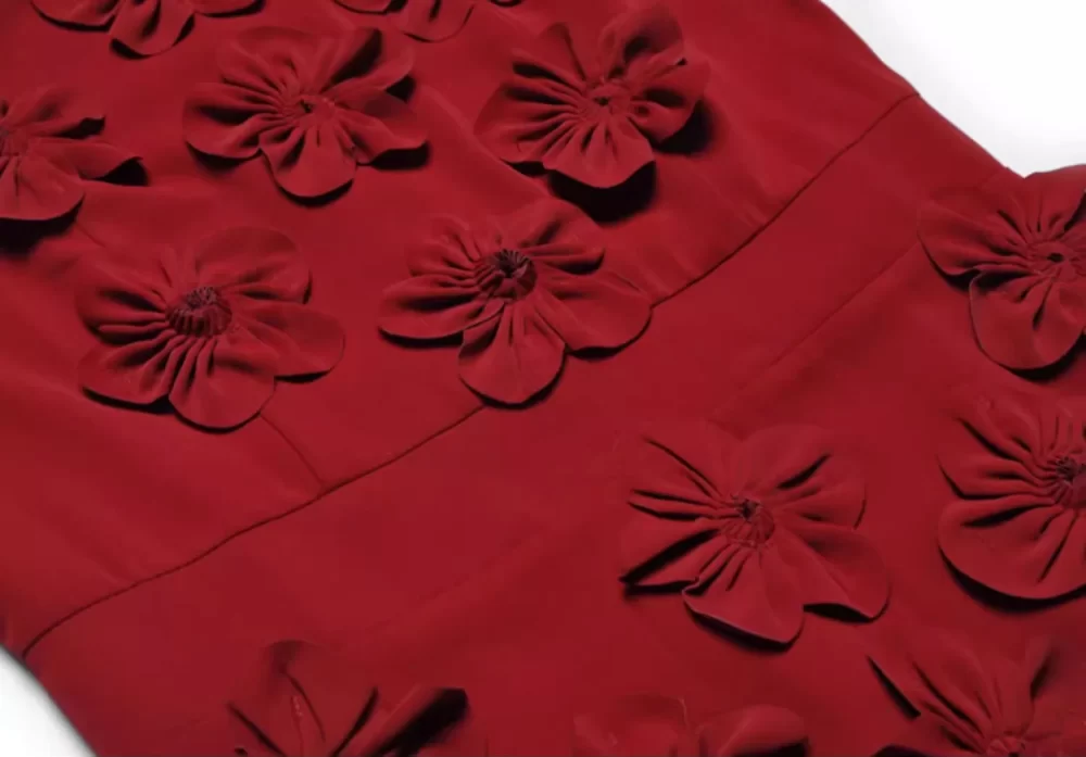 Dress with appliques, short sleeves, high waist and solid color - Image 6