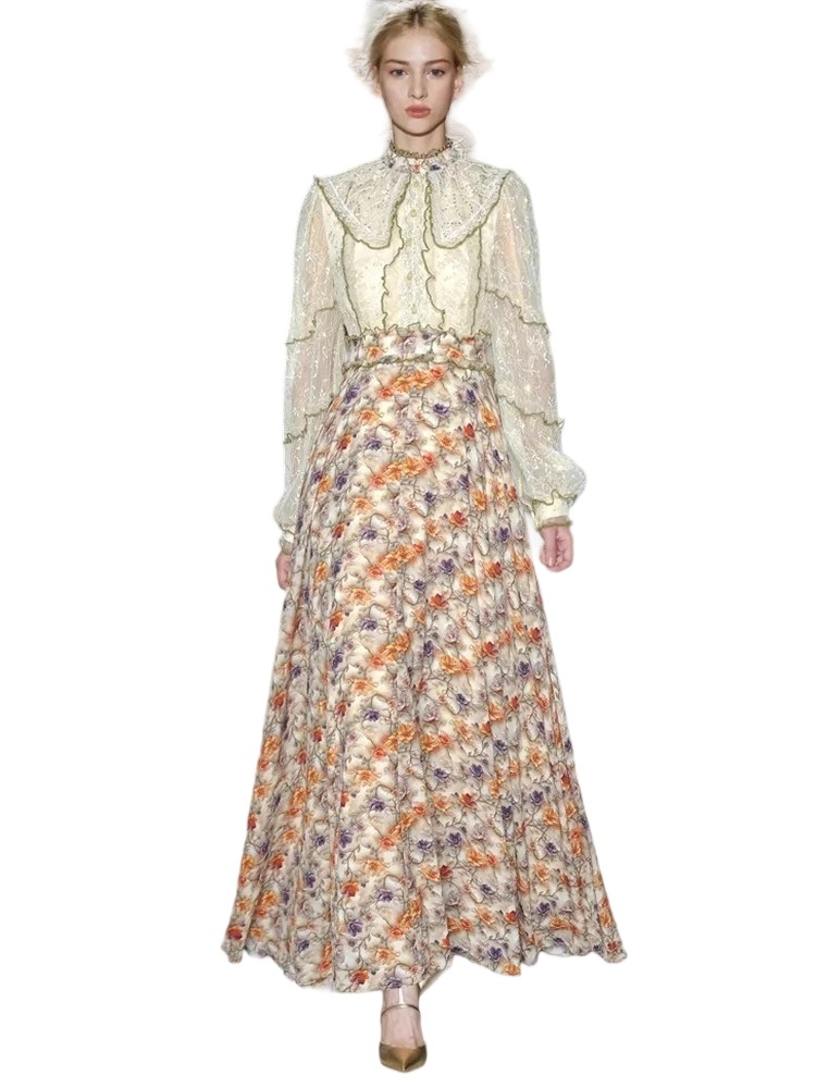 Stand collar Long-Sleeved Sequins Lace Splicing For Women Party Prom Dresses Spring New Arrival