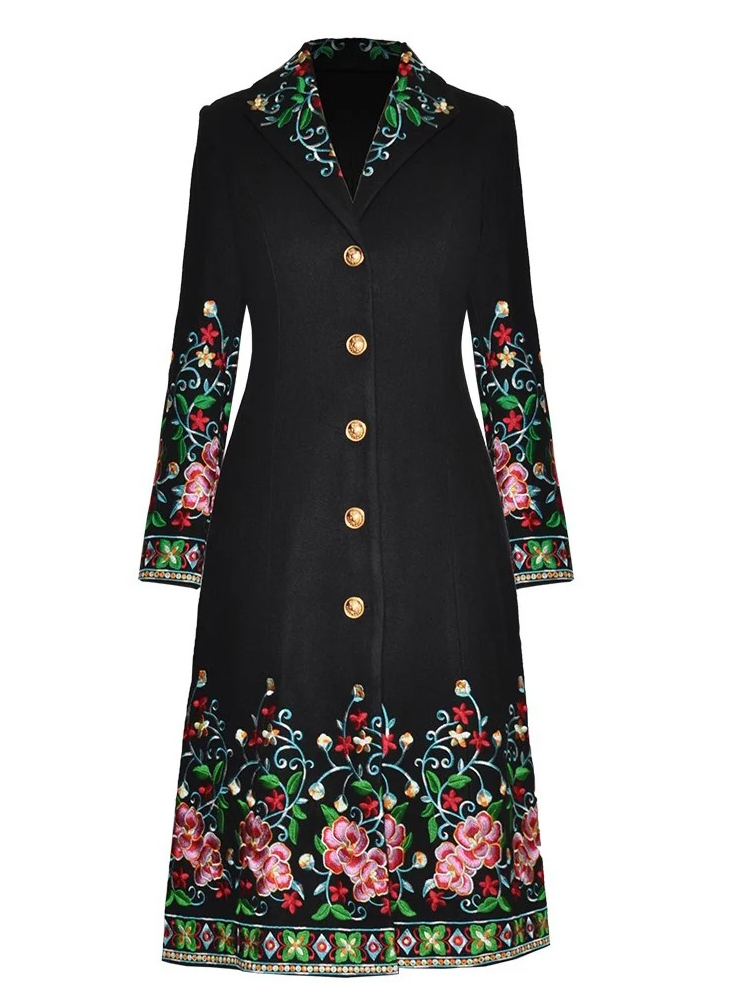 Chinese style embroidered single-breasted coat