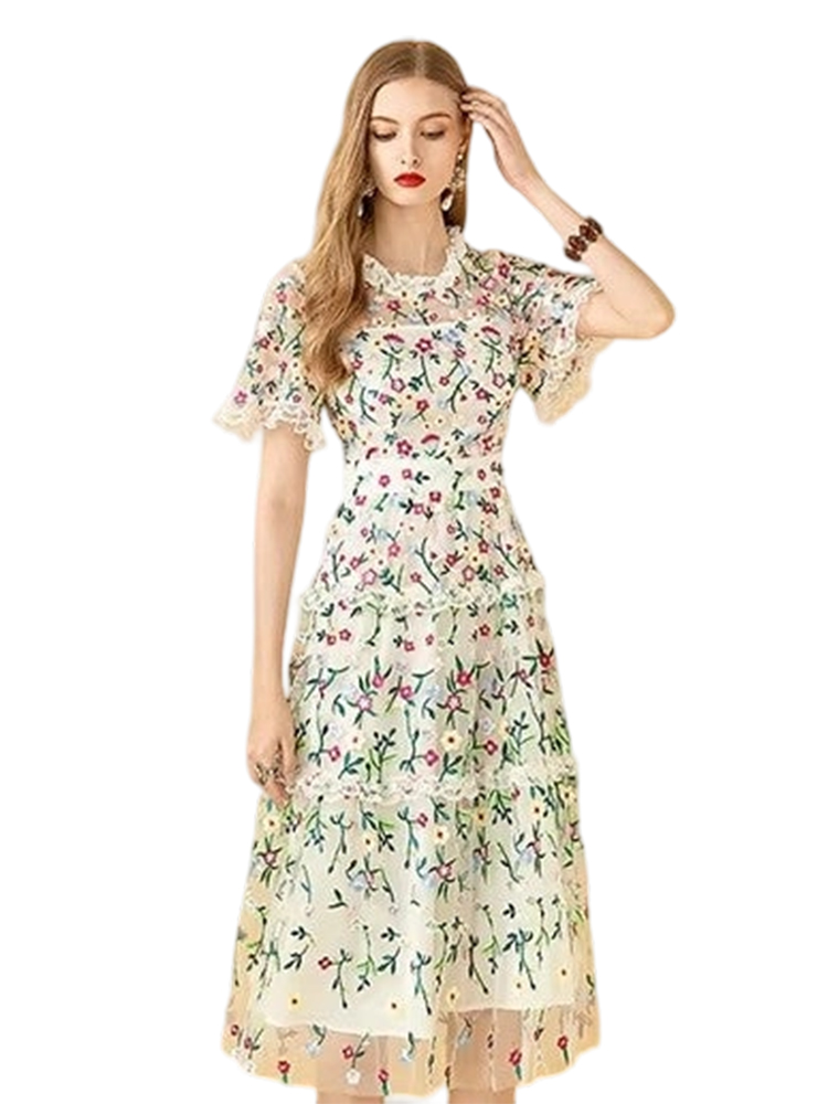 Lace embroidered vintage dress