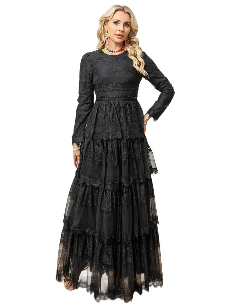 Round neck ruffle dress