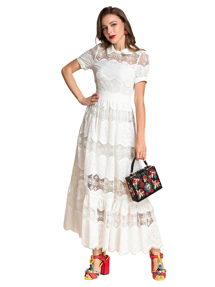 Hollow Embroidery Vintage Party Dress