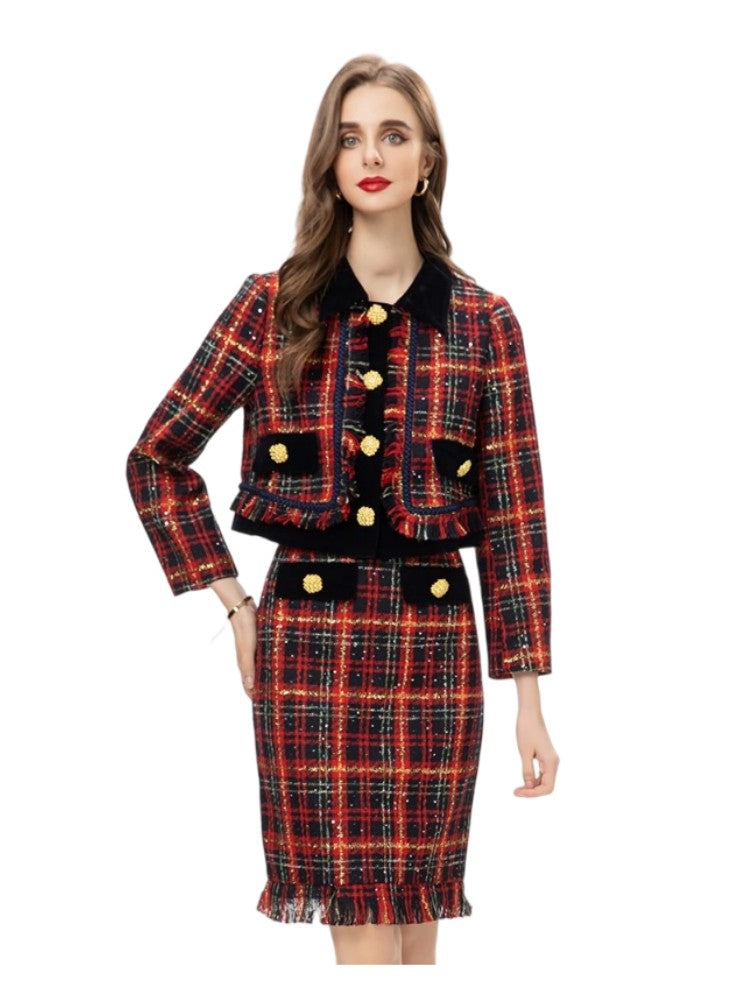 Women's lapel single-breasted two-piece suit