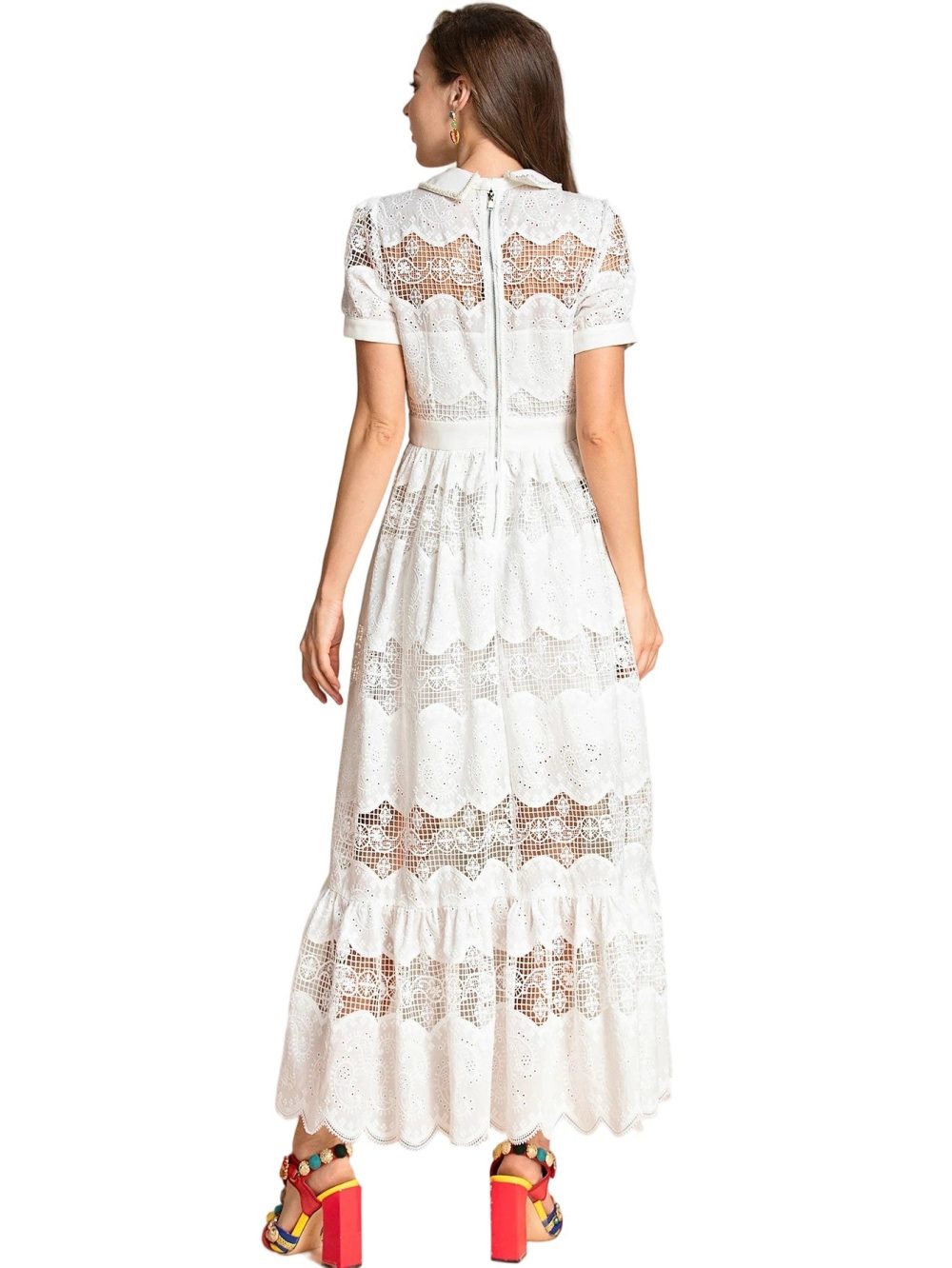 Hollow Embroidery Vintage Party Dress - Image 2