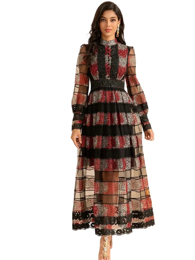 American Women's Dress French Fashion Elegant Style Sexy Long dress