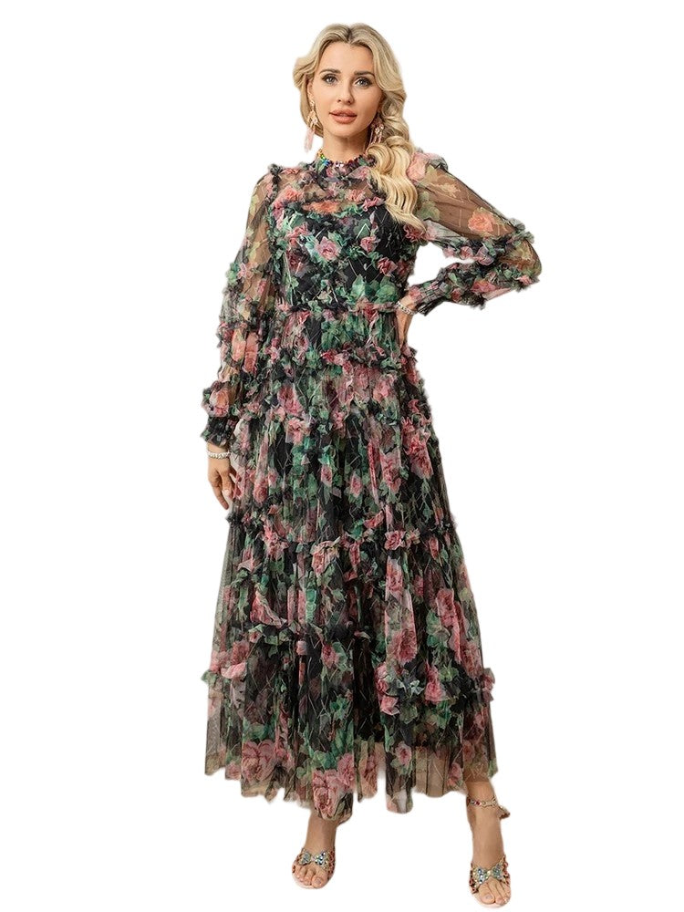 Mesh Printed Dress
